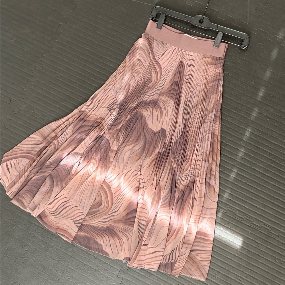 Taupe Aritzia Pleated Midi Skirt